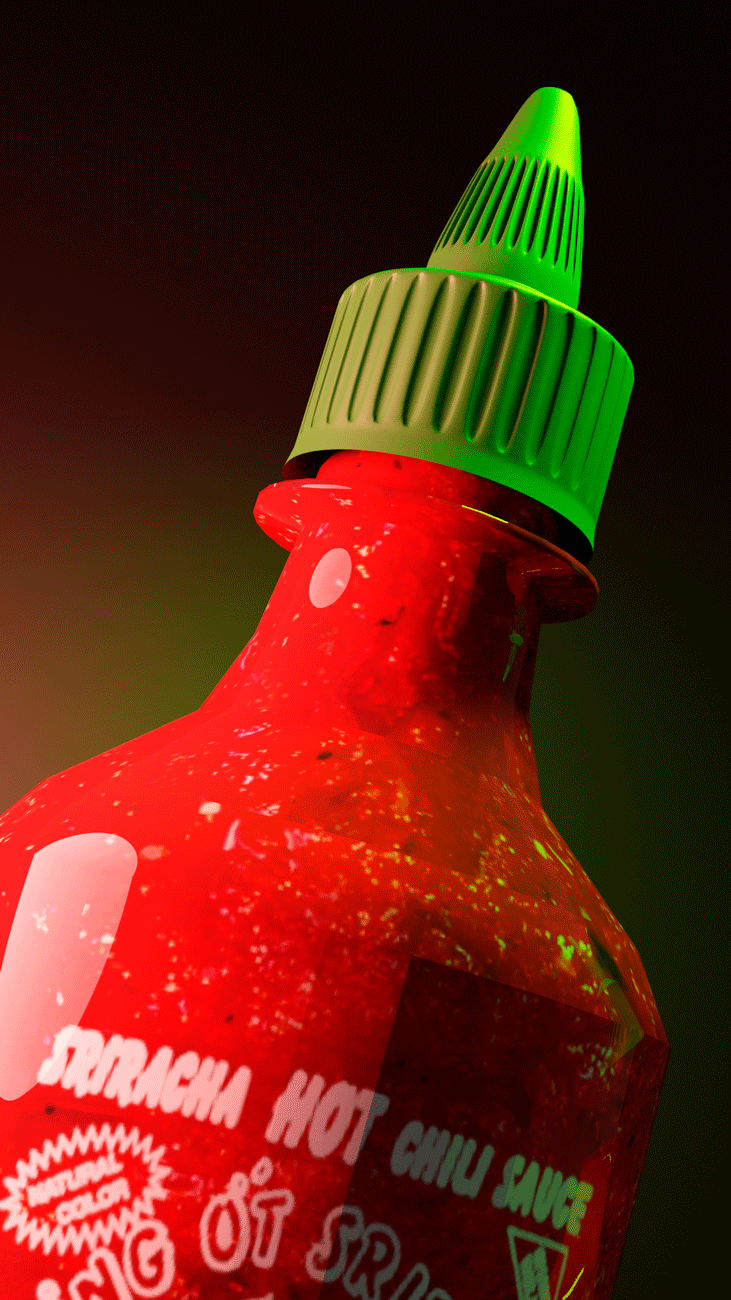 Modélisation 3D bouteille de Sriracha